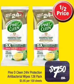 Farmer Jack's Pine o cleen 24hr protection antibacterial wipes offer