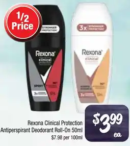 Farmer Jack's Rexona clinical protection antiperspirant deodorant roll-on offer
