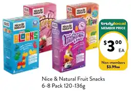 Farmer Jack's Nice & natural fruit snacks offer