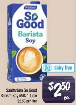 Farmer Jack's Sanitarium so good barista soy milk offer