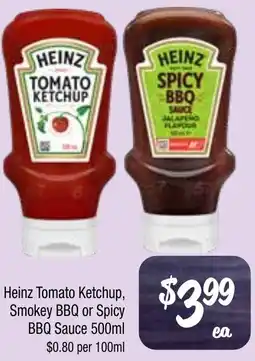 Farmer Jack's Heinz tomato ketchup, smokey bbq or spicy bbq sauce offer