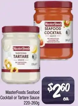 Farmer Jack's Masterfoods seafood cocktail or tartare sauce offer
