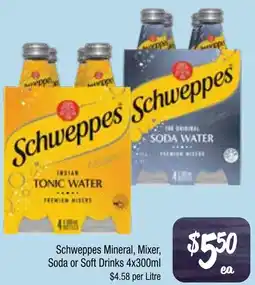 Farmer Jack's Schweppes mineral, mixer, soda or soft drinks offer