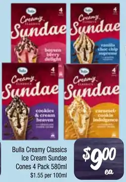 Farmer Jack's Bulla creamy classics ice cream sundae conesx offer