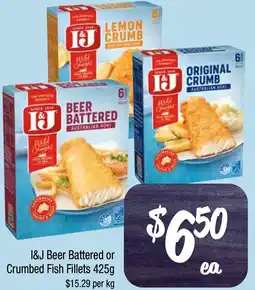 Farmer Jack's I&j beer battered or crumbed fish fillets offer