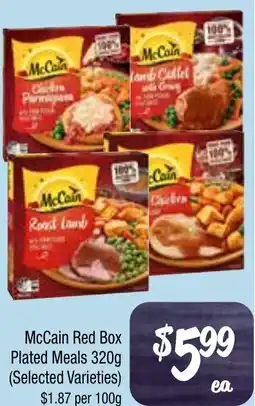 Farmer Jack's Mccain red box plated meals offer