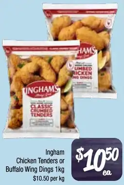 Farmer Jack's Chicken tenders or buffalo wing dings offer