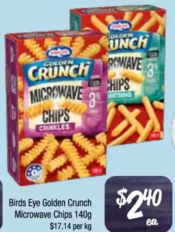 Farmer Jack's Birds eye golden crunch microwave chips offer