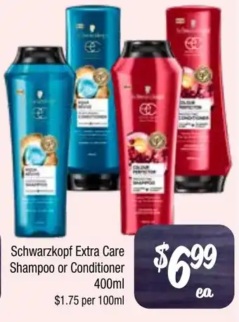 Farmer Jack's Schwarzkopf extra care shampoo or conditioner offer