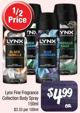 Farmer Jack's Lynx fine fragrance collection body spray offer