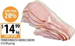 Supabarn Primo rindless middle bacon offer