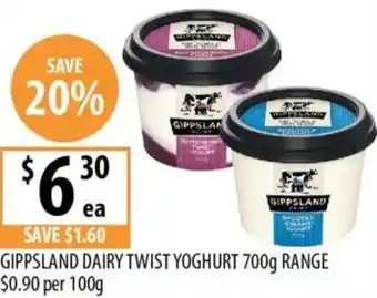Supabarn Gippsland dairy twist yoghurt offer