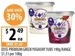 Supabarn Eoss premium greek yoghurt tubs offer