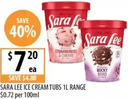 Supabarn Sara lee ice cream tubs offer