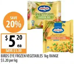 Supabarn Birds eye frozen vegetables offer