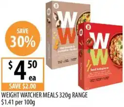Supabarn Weight watcher meals offer