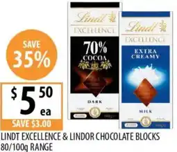 Supabarn Lindt excellence & lindor chocolate blocks offer