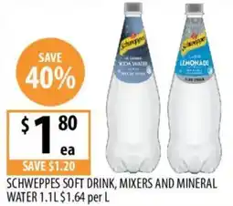 Supabarn Schweppes soft drink, mixers and mineral water offer
