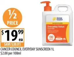 Supabarn Cancer council everyday sunscreen offer