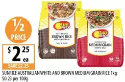 Supabarn Sunrice australian white and brown medium grain rice offer