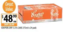 Supabarn Coopers dry 3.5% cans offer