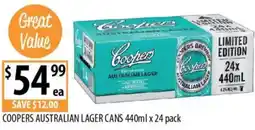 Supabarn Coopers australian lager cans offer