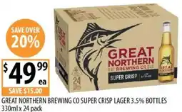 Supabarn Great northern brewing co super crisp lager 3.5% bottles offer