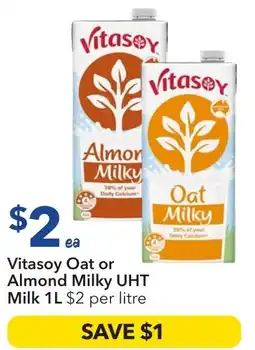 Ritchies Vitasoy oat or almond milky uht milk offer