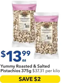 Ritchies Yummy roasted & salted pistachios offer
