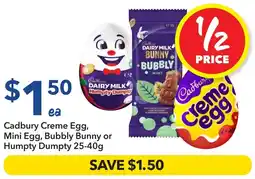 Ritchies Cadbury dairy milk humpty dumpty mini egg, bubbly bunny or humpty dumpty offer