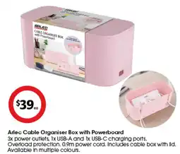 Coles Arlec Cable Organiser Box with Powerboard offer