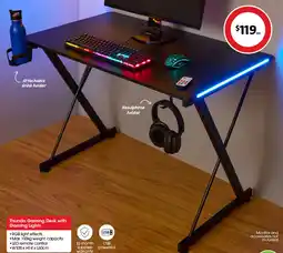 Coles Thunda Gaming Desk with Gaming Lights offer