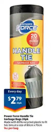ALDI Power Force Handle Tie Garbage Bags offer