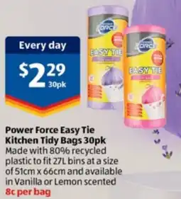 ALDI Power Force Easy Tie Kitchen Tidy Bags offer