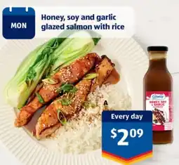 ALDI Honey, soy and garlic glazed salmon with rice offer