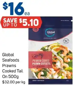 Foodland Global Seafoods Prawns Cooked Tail On offer
