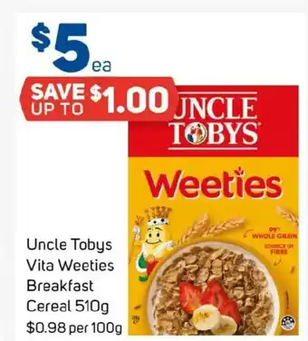 Foodland Uncle tobys vita weeties breakfast cereal offer