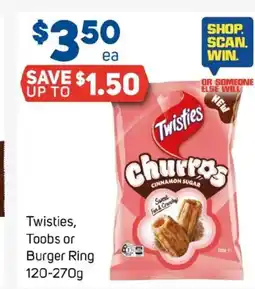 Foodland Twisties, toobs or burger ring offer
