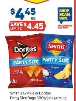 Foodland Smith's crinkle or doritos party size bags offer
