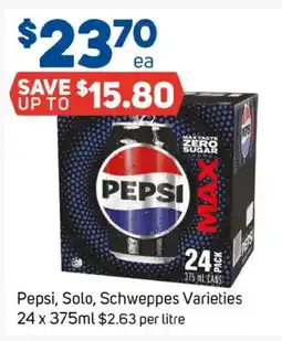 Foodland Pepsi, solo, schweppes varieties offer