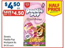 Foodland Streets paddle pop multipack offer