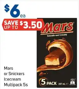 Foodland Mars or snickers icecream multipack offer