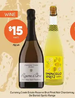 Foodland Currency creek estate reserve brut pinot noir chardonnay de bortoli spritz range offer