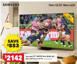 Harvey Norman Samsung qn70f neo qled mini led smart ai tv offer