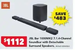 Harvey Norman Jbl bar 1000mk2 channel soundbar with detachable surround speakers. jebarscomb offer