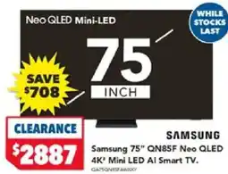 Harvey Norman Samsung qn85f neo qled mini led al smart tv offer