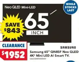 Harvey Norman Samsung qn85f neo qled mini led al smart tv offer