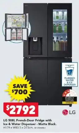 Harvey Norman Lg french-door fridge with ice & water dispenser matte black offer
