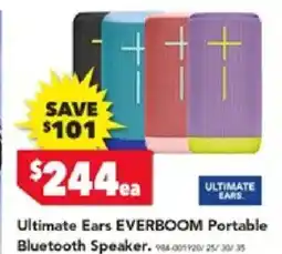Harvey Norman Ultimate ears everboom portable bluetooth speaker offer
