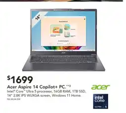 Harvey Norman Acer aspire 14 copilot+ pc offer